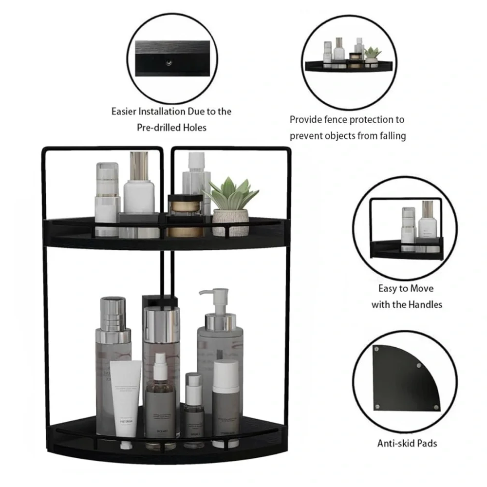 2-Tier Corner Rack Shelves Storage with 6-pcs Jar Set #0730258